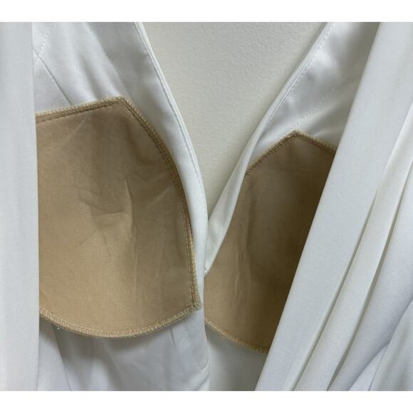 Mac Duggal 12336 White Gown Size 10 Deep V Open Back Slit Formal Dress NWT - Picture 9 of 10